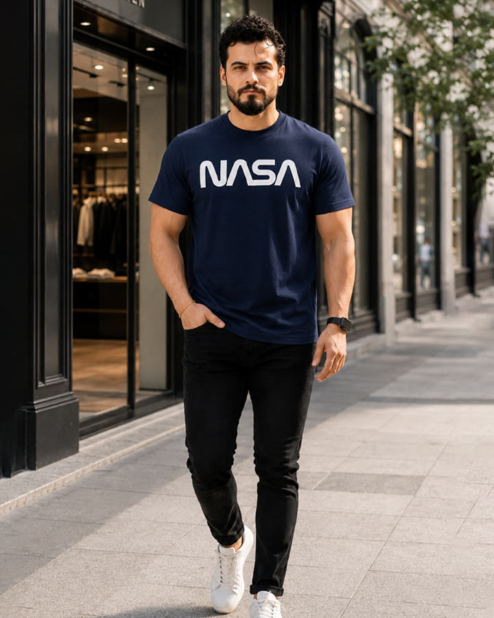 تیشرت مردانه مدل NASA (سورمه ای)